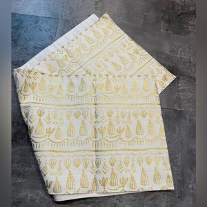 Table Runner 14x70 in Off White with Gold pattern